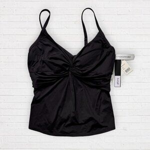 NWT LA BLANCA DeLux Black Underwire D-Cup Swim Tankini Top Island Godess 38D